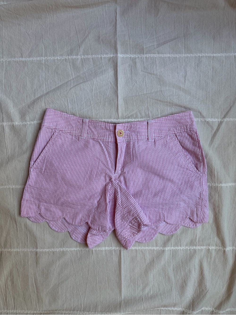 Lilly Pulitzer Pink Striped Scallop-Hem shorts